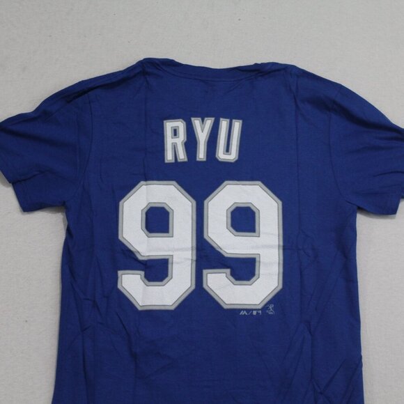 Majestic Men Blue Tee Shirt Los Angeles Dodgers Men 99 Ryu Size Small - Picture 5 of 10